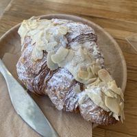 Almond croissant  at Bean's Café in East London
