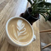 Oats flat white  at Bean's Café in East London