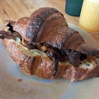Mushroom stuffed croissant at Bean's Café in East London