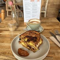 The terrific grilled breakfast toastie 🥰  at Bean's Café in East London