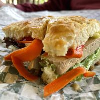 Tofu Bahn Mi on Focaccia  at Milk & Honey in Northeast Harbor