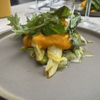 Chicory, broad beans and sea buckthorn foam  at BIKKE in Maastricht