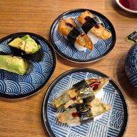 Avocado,  eggplant and Okra sushi at Soki Sushi Train in Queenstown