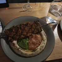 Celeriac shawarma over AMAZING hummus  at SHŌSH in New York City