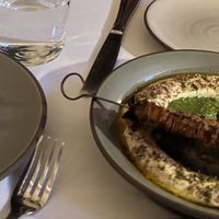 The celeriac triumph into shawarma with fab hummus, sauces and bread  at SHŌSH in New York City