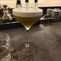 Oda de la Tint:  jalapeno infused mescal topped with aquafaba - yummy! at SHŌSH in New York City