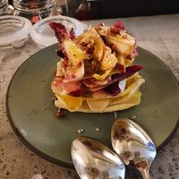 Endive salad recommended by the bartender - with apples, nuts, figs and cheese, it was excellent! Fresh and delicious. at SHŌSH in New York City