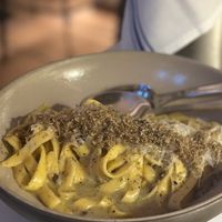 tagliatelle: black truffle and parmesan at SHŌSH in New York City