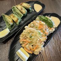 yasai kakiage and gyoza  at Hinodeya in San Jose