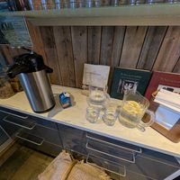 Free water and coffee refills at Trygstad Bakeri og Konditori in Roeros