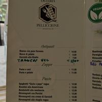 Menù at Osteria Pelliccione in Genzano Di Roma