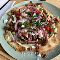 Falafel loaded pita nachos   at Just Falafel Vegan Cafe in Houston
