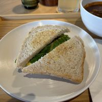 Tofu egg salad sandwich   at Just Falafel Vegan Cafe in Houston