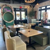 The enterior of the Cafe; I regret I didn't get a pic of the beautiful bar too. at Just Falafel Vegan Cafe in Houston