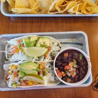 Tofu tacos with black beans at Tacos 4 Life in Blue Springs