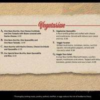 Menu options  at El Tarasco in Hurley