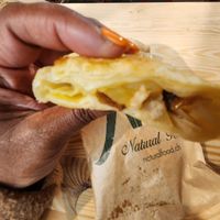Inside the breakfast sandwich/pastry at Natural Food in Lugano
