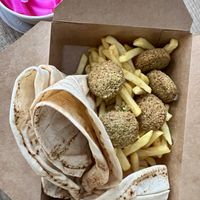 Falafel, chips and bread   at Falafel Chef - Kiosk in Liverpool