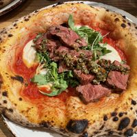 Vegan beef chimichurri pizza  at 60 Seconds to Napoli  in Koblenz