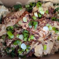 Glory Bowl with brown rice, chipotle BBQ beef, and chipotle cashew crema at Glorious Plant-Based Bowls in Portland