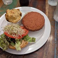 Beet burger at Cashew in Chattanooga