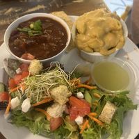 Veggie plate - pick three - chili, mac, and salad  at Cashew in Chattanooga