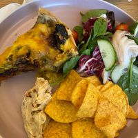 Pie with broccoli & sundried tomato at Queen Beans in Uppsala