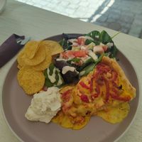 Oumph chicken and pepper quiche at Queen Beans in Uppsala