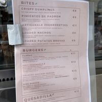 menu  at terra food truck in Zeebrugge