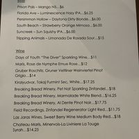 Dinner drink menu  at MoonShine in Cocoa