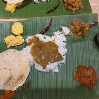 Banana leaf meal at Chennai to Rangoon Indian restaurant in Chiang Mai