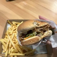 Crispy mushroom burgerr  at Everdale Cafe & Gelato in Springvale
