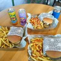 This is our beautiful lunch,we had crispy chick'n and mushroom burgers,very delicious! at Everdale Cafe & Gelato in Springvale