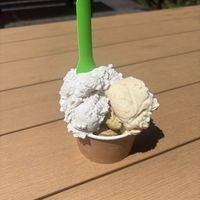 White chocolate raspberry, New York cheesecake and Pistachio   at Everdale Cafe & Gelato in Springvale