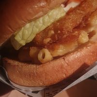 Mac and cheese burger - so tasty!!! at Everdale Cafe & Gelato in Springvale