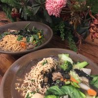 Our selections, including instant noodles, bok choy, tofu, and a bunch of other veggies at Vege Creek 蔬河 - Yanji St in Taipei