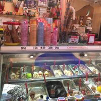 back left and 3rd from left front are vegan at Gelateria Valentino in Rome