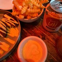 Crinkle fries without burger saucee  at Korean Dinner Party in London