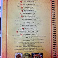 Vegetable menu at Tandoori Grill in Fresno