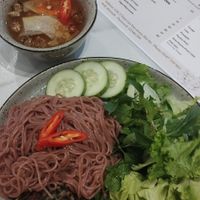 Brown rice vermicelli with mushroom balls. at The Seeds Plant-Based Foods & Desserts in Hoi An