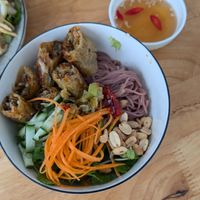 Brown Rice vermicelli with Fried rolls at The Seeds Plant-Based Foods & Desserts in Hoi An