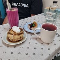 Cinnamon roll, cheesecake, tea, lassi at The Seeds Plant-Based Foods & Desserts in Hoi An