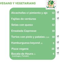Opciones veganas y vegetarianas en carta  at Camping Ribadesella in Ribadesella