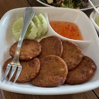 vegan fish cookies  at Baan Im Yen in Nakhon Pathom