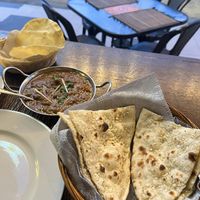 Garlic naan and aloo matar curry   at Mother India in Kota Kinabalu