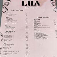 Menu at LUA Coffee & Treats in Zwolle
