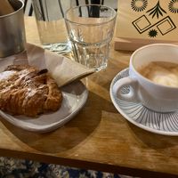 Pistache croissant and latte.  at LUA Coffee & Treats in Zwolle