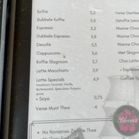 Menu  at Strandpaviljoen De Piraat in Cadzand