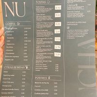 Menu at Nucha Coffee Art in Madrid