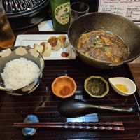 Szechuan mapo tofu and gyoza set at tsuminaki Mapo Tofu - 罪無き麻婆豆腐 in Tokyo